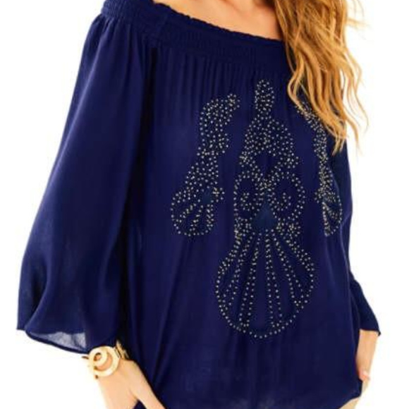 Lilly Pulitzer Nita Top True Navy XXS - Picture 3 of 5